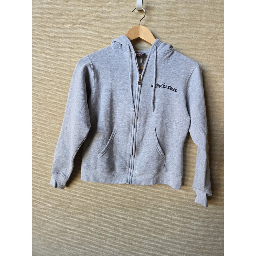 Harley-Davidson Zip-Up Hoodie Women's Small Motorcycle Biker Gray Embroidered